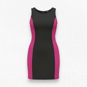 Y2K Guess Black Pink Colorblock Made in USA Sleeveless Bodycon Dress Size Medium